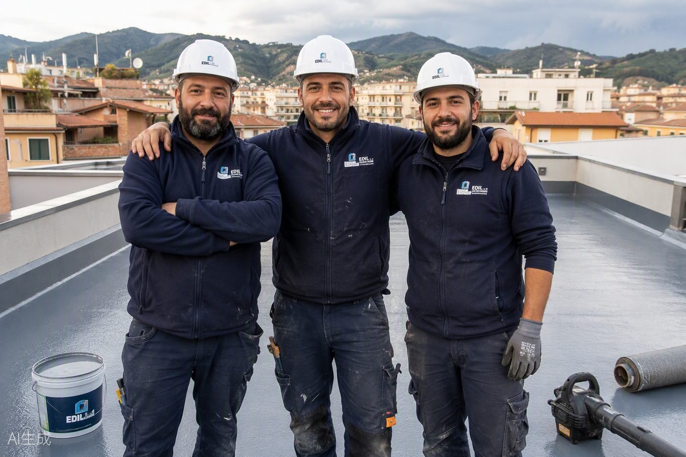 Specialisti terrazzi al lavoro in un cantiere di Varese